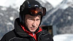 A picture taken on January 3, 2014, shows Russia's President Vladimir Putin visiting the mountain Laura Cross Country and Biathlon Centre near the Black Sea resort of Sochi.