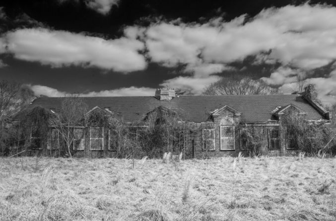 Several buildings make up the abandoned hospital for the mentally disabled. Kina said it "sits as a monument to a failed policy of institutionalization." 