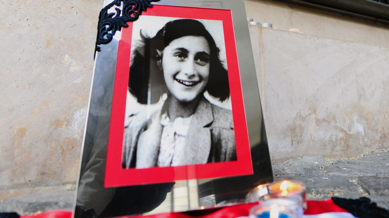 A portrait of Anne Frank at the memorial of Central Europe's first Holocaust museum in Budapest on January 27, 2014.