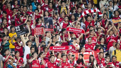 Chinese soccer fans say Arsenal is their favorite club. Here huge numbers turns out to watch the London club on tour.