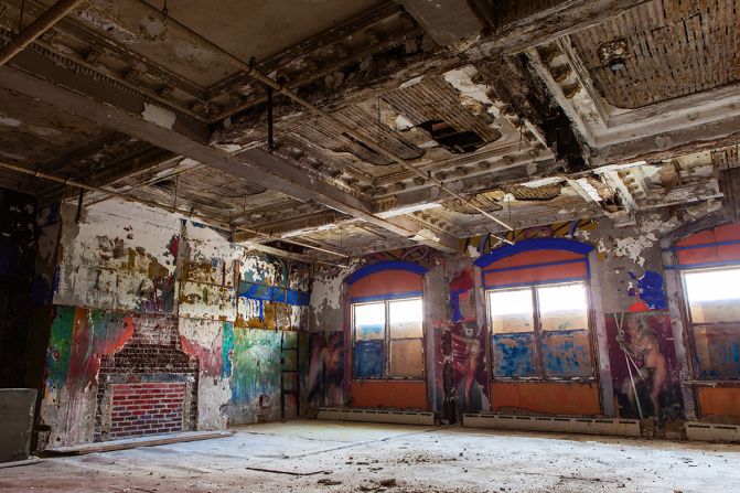 Dolan photographed Hotel Sterling in Wilkes-Barre, Pennsylvania, three weeks before the 2013 demolition. Not much was left. This small corner of the hotel's once grand lobby holds a fireplace that might have warmed guests in its hey day but was now covered with graffiti. "I was very disappointed when I walked in and found that it was nothing more than a wide open shell," Chris Dolan said. 