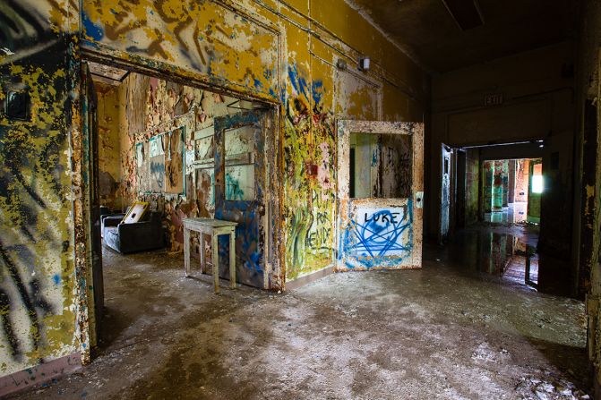 Quaker Hall was one of the first two residential halls in the institution. "The owners will tell you that this is the most haunted building in the complex," Dolan said. The elements haven't been kind to this particular section,  leaving many holes in the ceiling and floor. 