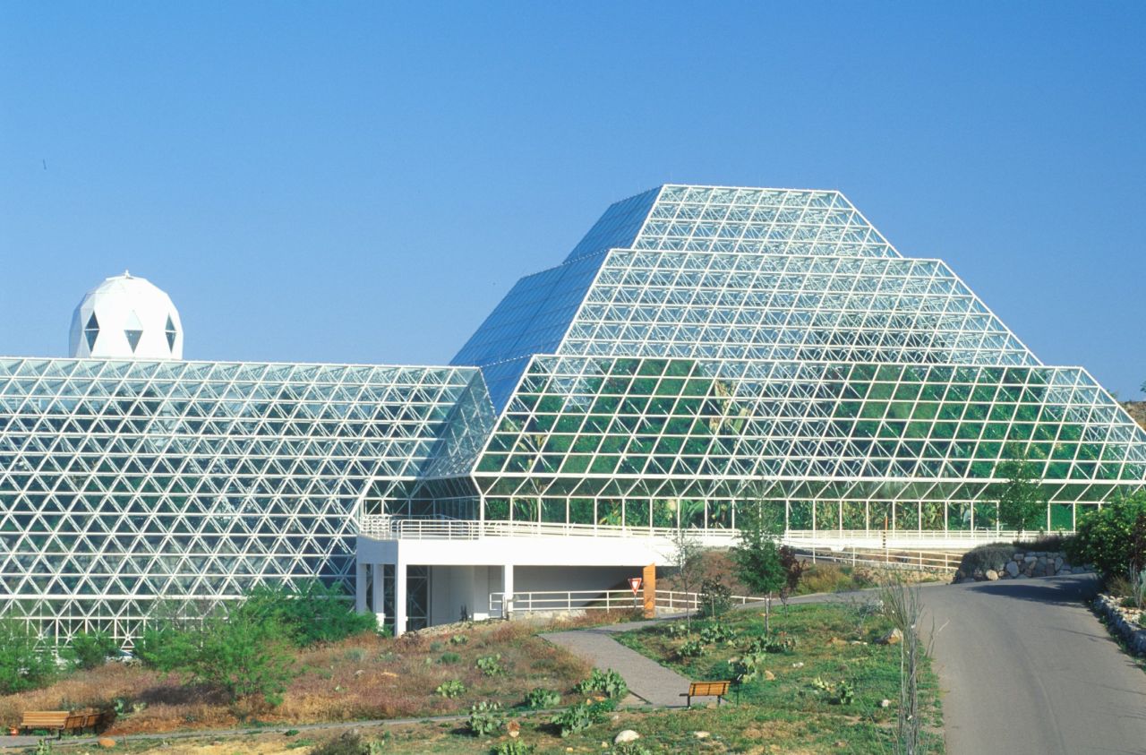 Biosphere 2 was built in the 1980s to research space-colonization technology. That mission didn't work out and now it's a University of Arizona research center.
