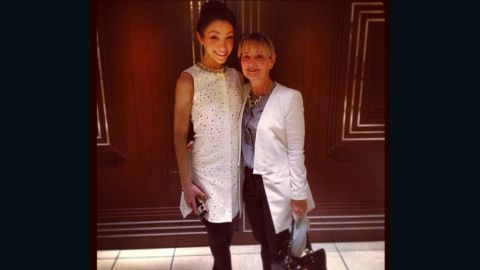 Olympic ice dancer Meryl Davis smiles beside her mom, Cheryl.