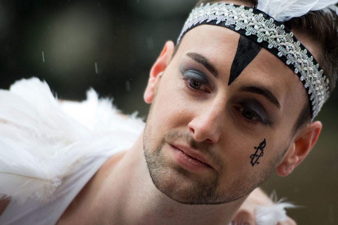 No gay people in Sochi? This protestor would presumably disagree.