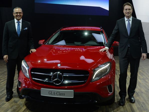 Mercedes-Benz shows off their luxury compact crossover GLA in New Delhi.