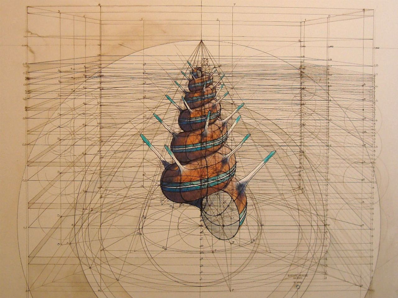 Venezuelan artist uses trigonometry and dot sequences to create drawings that echo those of Leonardo da Vinci. 
