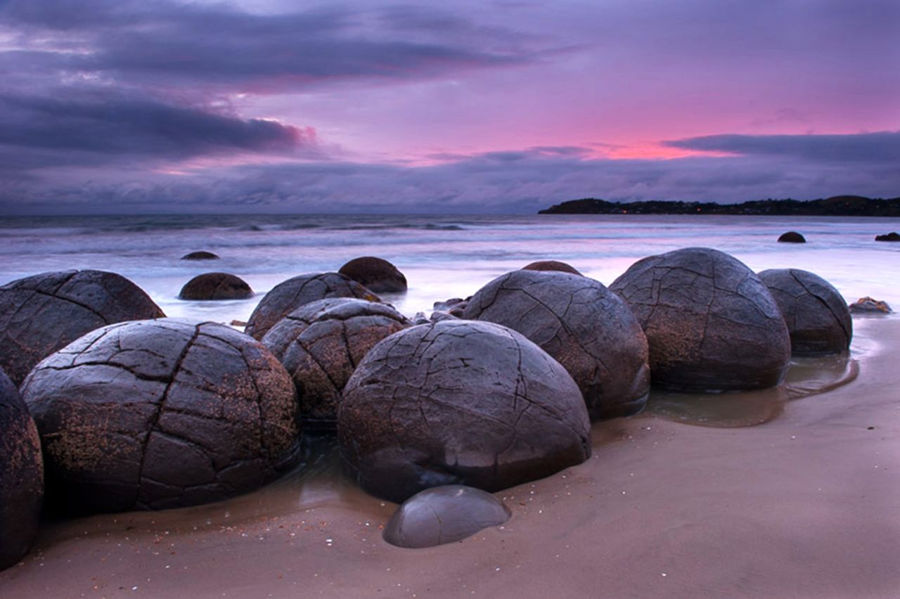 Alien space pods? Monster eggs? The bizarre boulders are best viewed at low tide. 