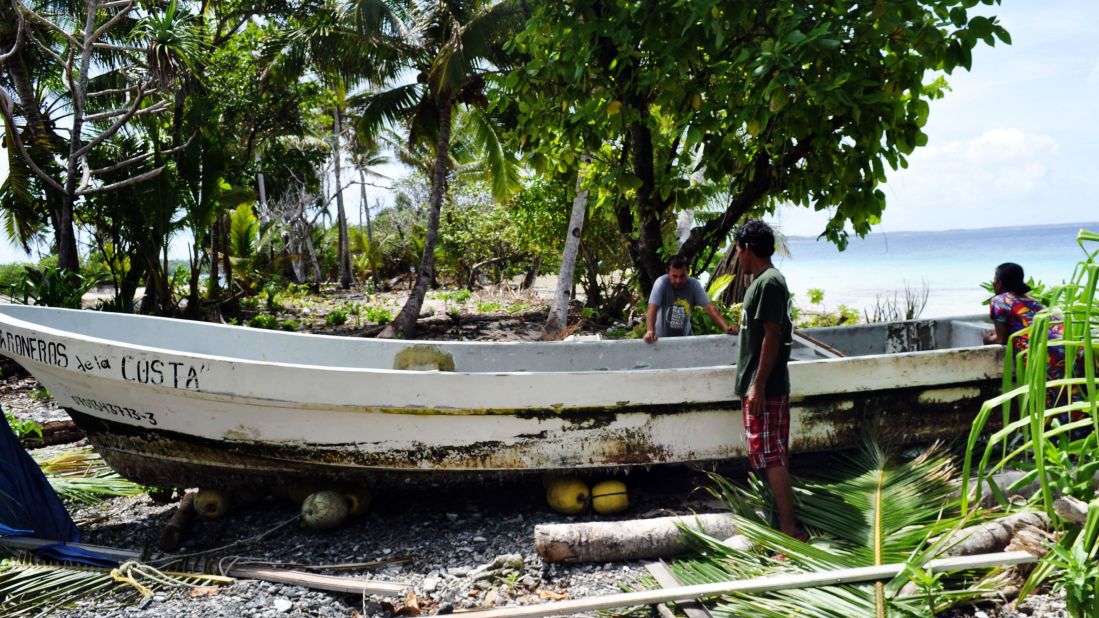 A photo obtained on February 6 shows Alvarenga's boat shortly after his January 30 arrival on Ebon Atoll in the Marshall Islands. Alvarenga says that in December 2012, he and another man set off on a fishing trip from the port of Paredon Viejo, Mexico. He said they were blown off course by winds and then got caught in a storm, losing the use of their engines.