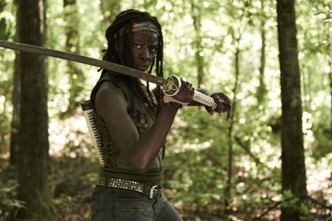 We didn't even see her face but when she used her katana to slice through zombies at the end of season two, we knew we really liked Michonne, actress Danai Gurira, from "The Walking Dead" right away.