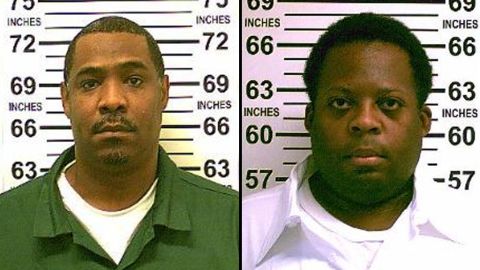 Anthony Yarbough, left,  and Sharrif Wilson were released Thursday on consent of the Brooklyn district attorney after DNA evidence suggests they did not commit the crimes they were convicted for. 
