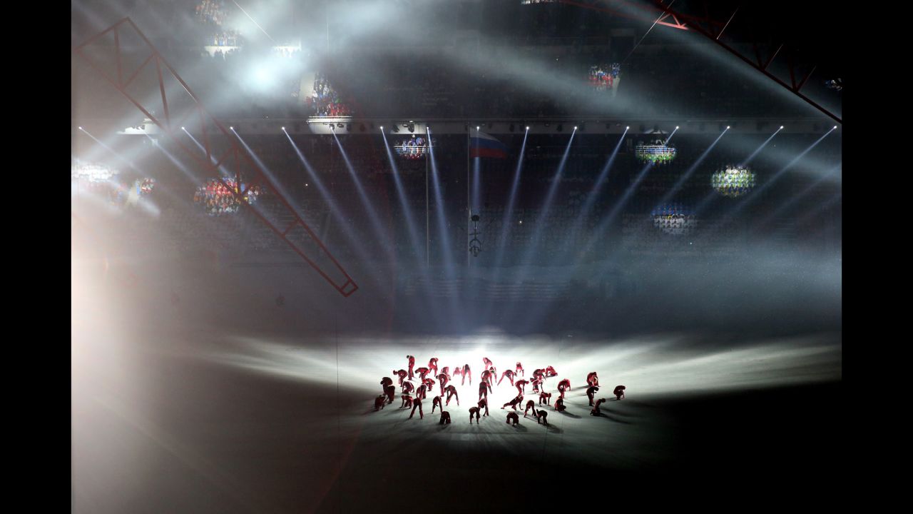 Dancers are seen during the ceremony.