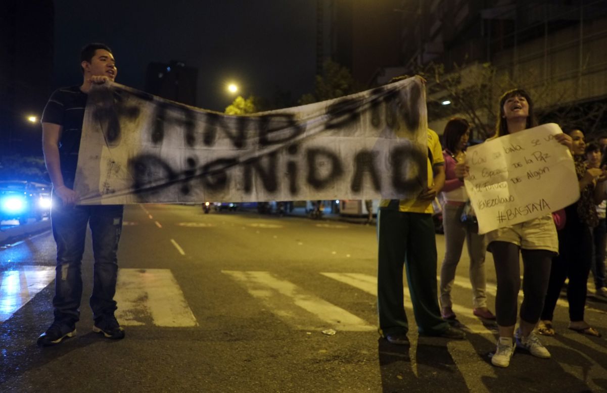 Los estudiantes protestaron en Caracas.