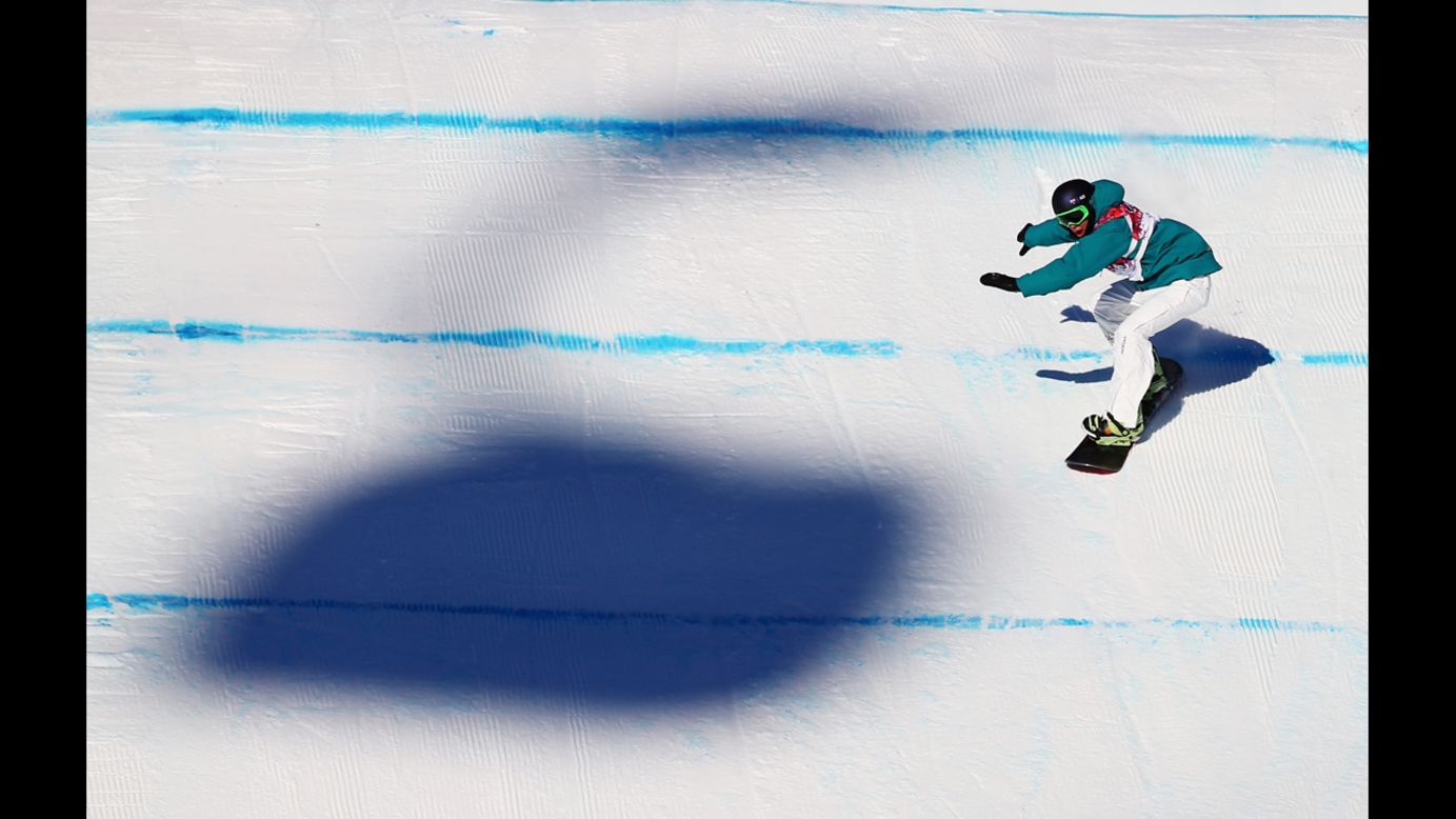 Australian snowboarder Scotty James competes in the slopestyle.