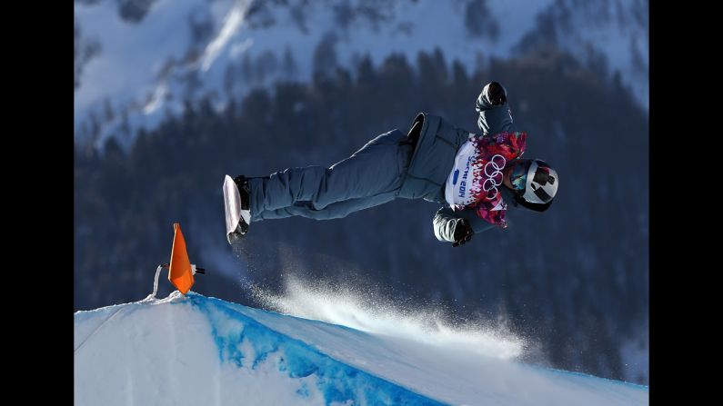 Snowboarder Jan Scherrer of Switzerland competes during the slopestyle semifinals.