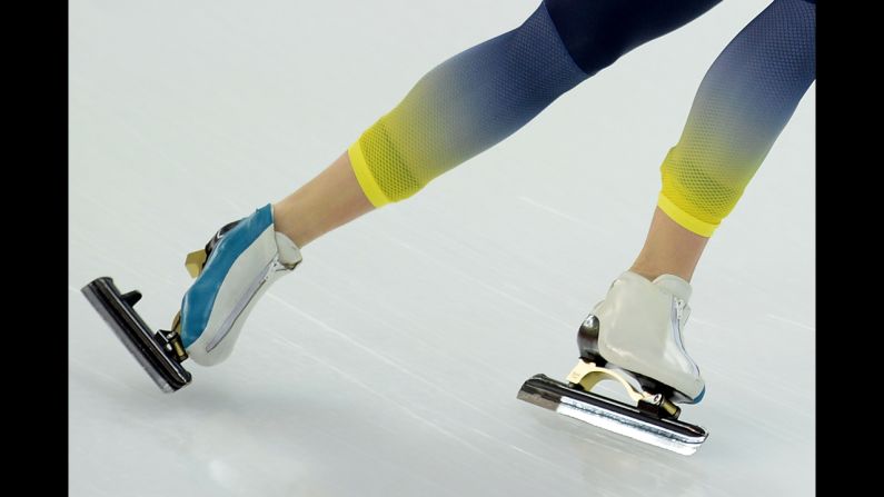 Kazakhstan's Dmitriy Babenko competes in the men's 5,000-meter speedskating event.
