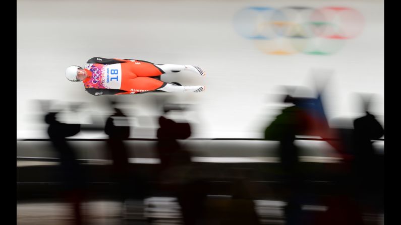 Austria's Daniel Pfister competes in the men's luge on February 8.