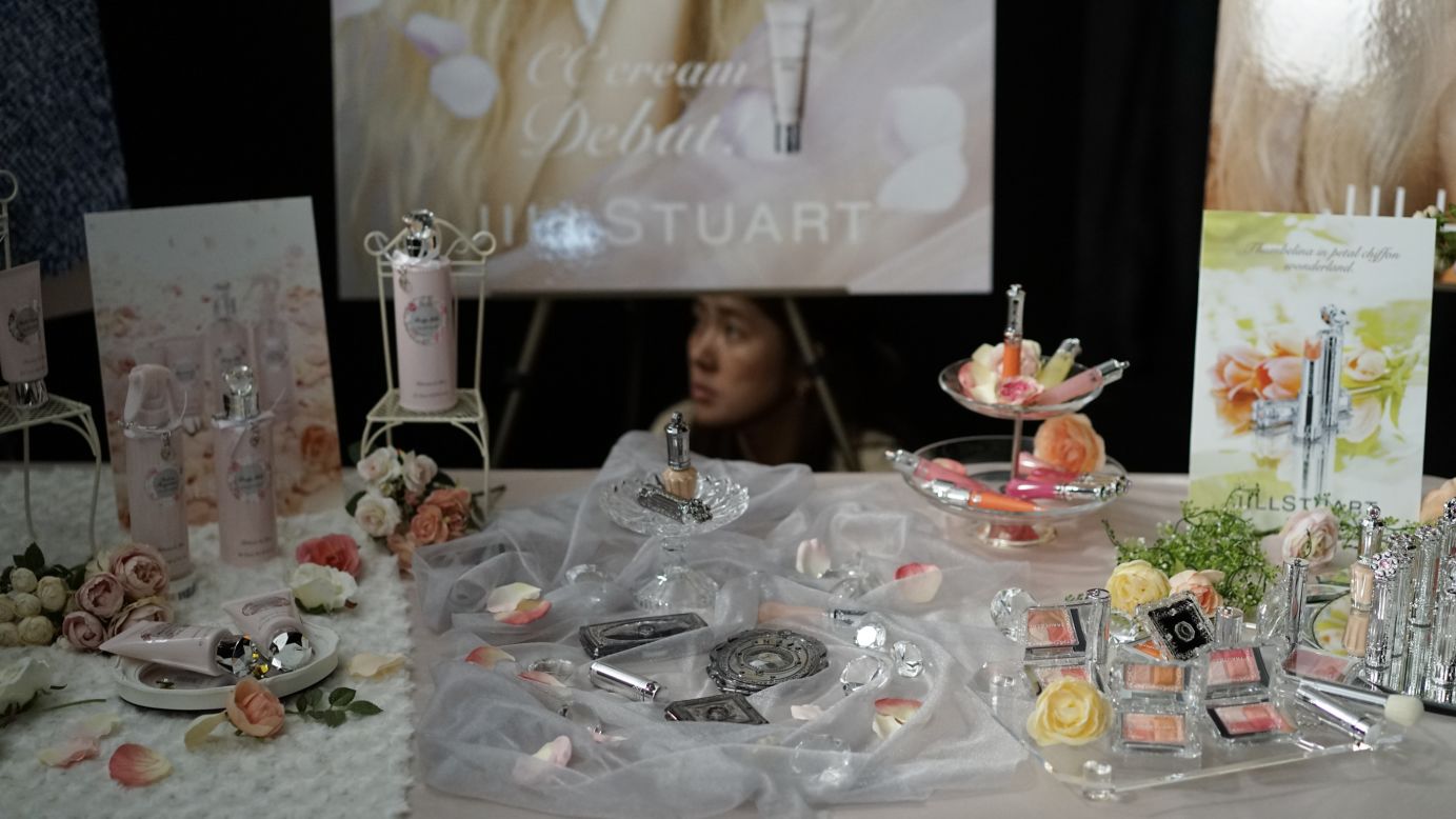 A perfume line by Jill Stuart is displayed before her show on February 8.