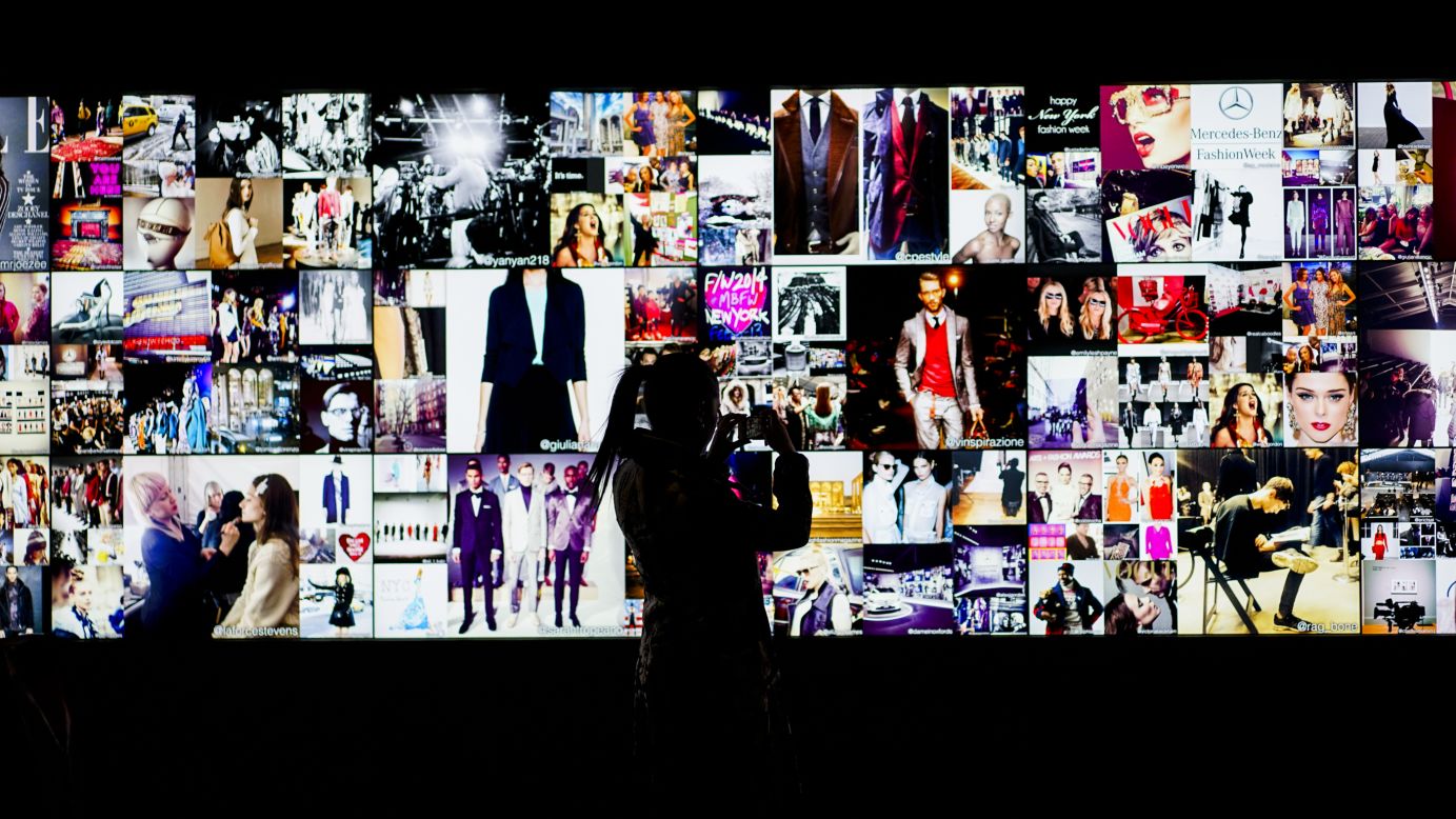 An Instagram wall updates in real time with audience members' pictures in Lincoln Center.