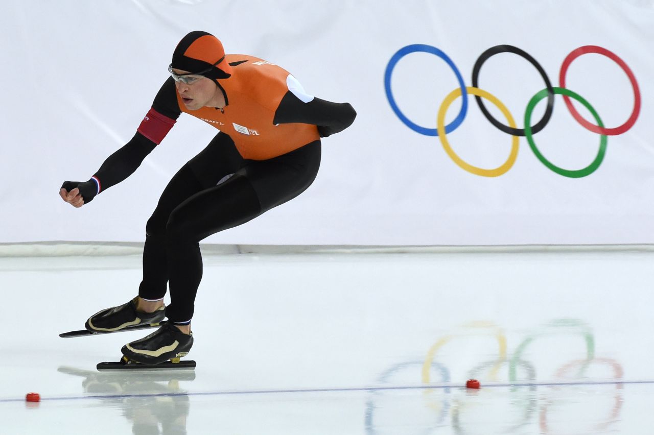 Netherlands' Sven Kramer skates his way to gold in the Men's Speed Skating 5000m at the Adler Arena in Sochi.