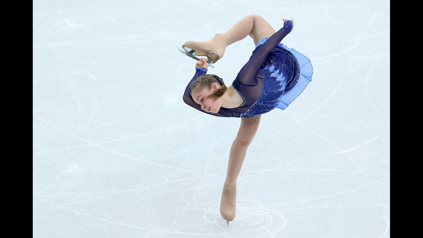 Julia Lipnitskaia of Russia competes in the women's short program portion of the team figure skating event.