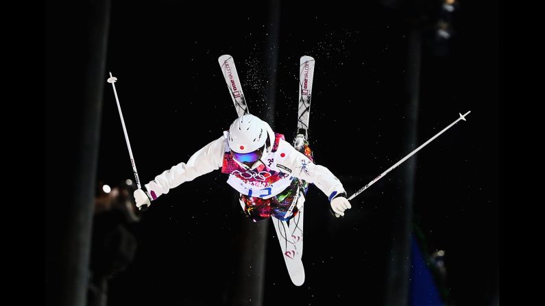 Aiko Uemura of Japan competes in the women's moguls final on February 8.