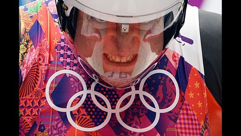 Austria's Daniel Pfister grimaces February 8 as he prepares to compete in the luge.