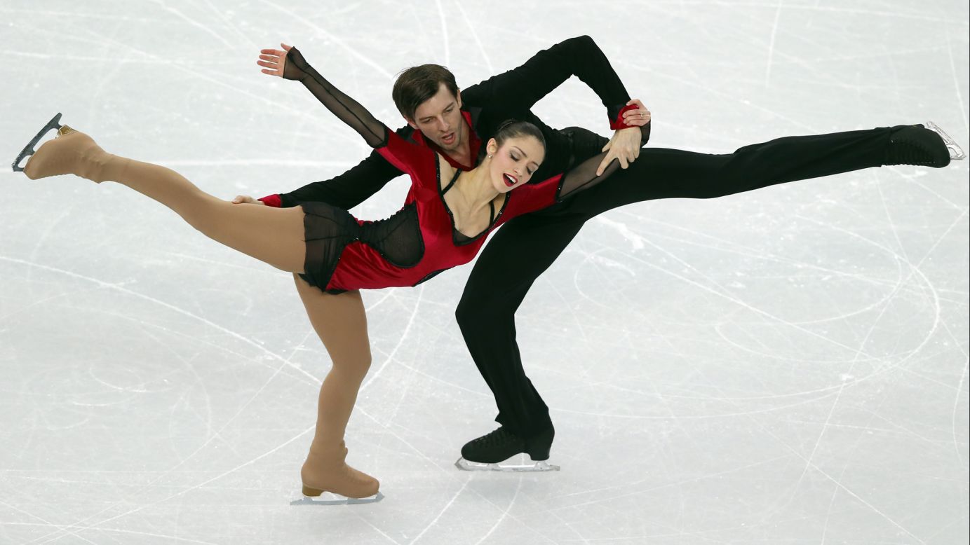 Italy's Stefania Berton and Ondrej Hotarek perform February 8 during the pairs free program portion of team figure skating.
