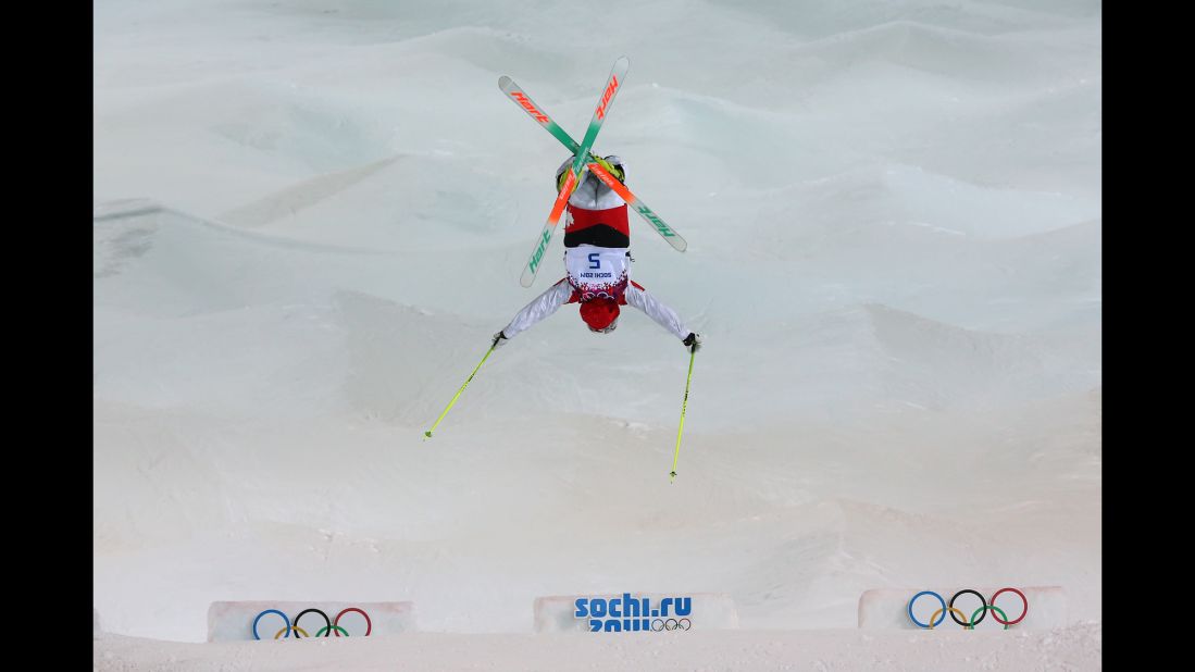 Maxime Dufour-Lapointe, sister of Justine and Chloe, competes in the moguls February 8.