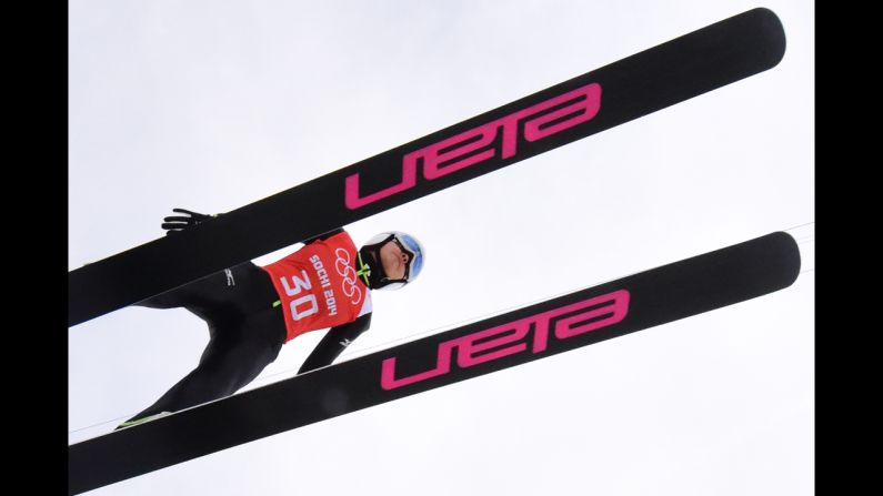 Japan's Sara Takanashi prepares to train for the normal hill ski jumping event.