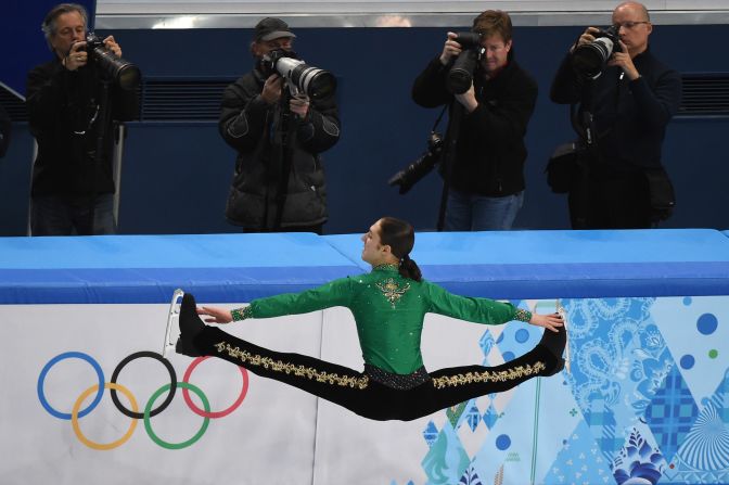 Jason Brown of the United States performs on February 9 during the men's free skate portion of the team figure skating event. 