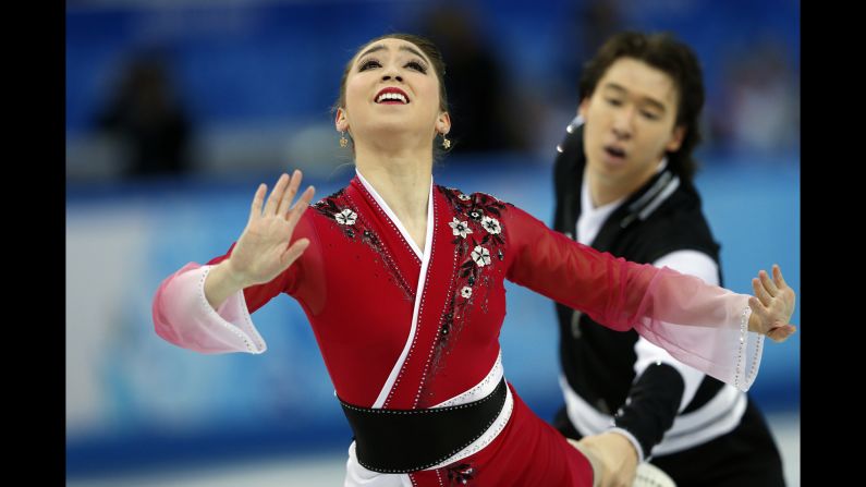 Japan's Cathy Reed and Chris Reed perform in the team figure skating event on February 9.