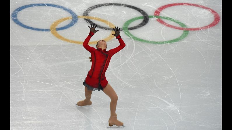 Russia's Julia Lipnitskaia performs during the women's free skate portion of the team figure skating event on February 9.