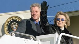 WASHINGTON, DC - DECEMBER 30:  US President Bill Clinton (L) and First Lady Hillary Rodham Clinton depart Andrews Air Force Base, MD, for a three day family vacation in Hilton Head, SC with their daughter Chelsea 30 December.  The Clintons are scheduled to attend the annual Renaissance Weekend family retreat in Hilton Head. (ELECTRONIC IMAGE)  (Photo credit should read JOYCE NALTCHAYAN/AFP/Getty Images)