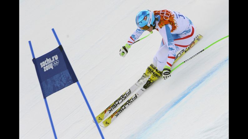 Nicole Hosp of Austria competes in the super-combined on February 10.