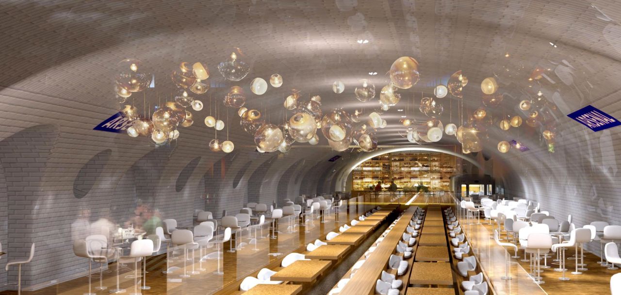 If Paris mayoral candidate Nathalie Kosciusko-Morizet has her way, the city is about to get a whole lot cooler. Morizet has proposed a spectacular refurbishment of the city's abandoned metro stations where, as depicted by this artist's impression, you may soon be able to enjoy the nation's fine cuisine in a luxurious subterranean setting. 