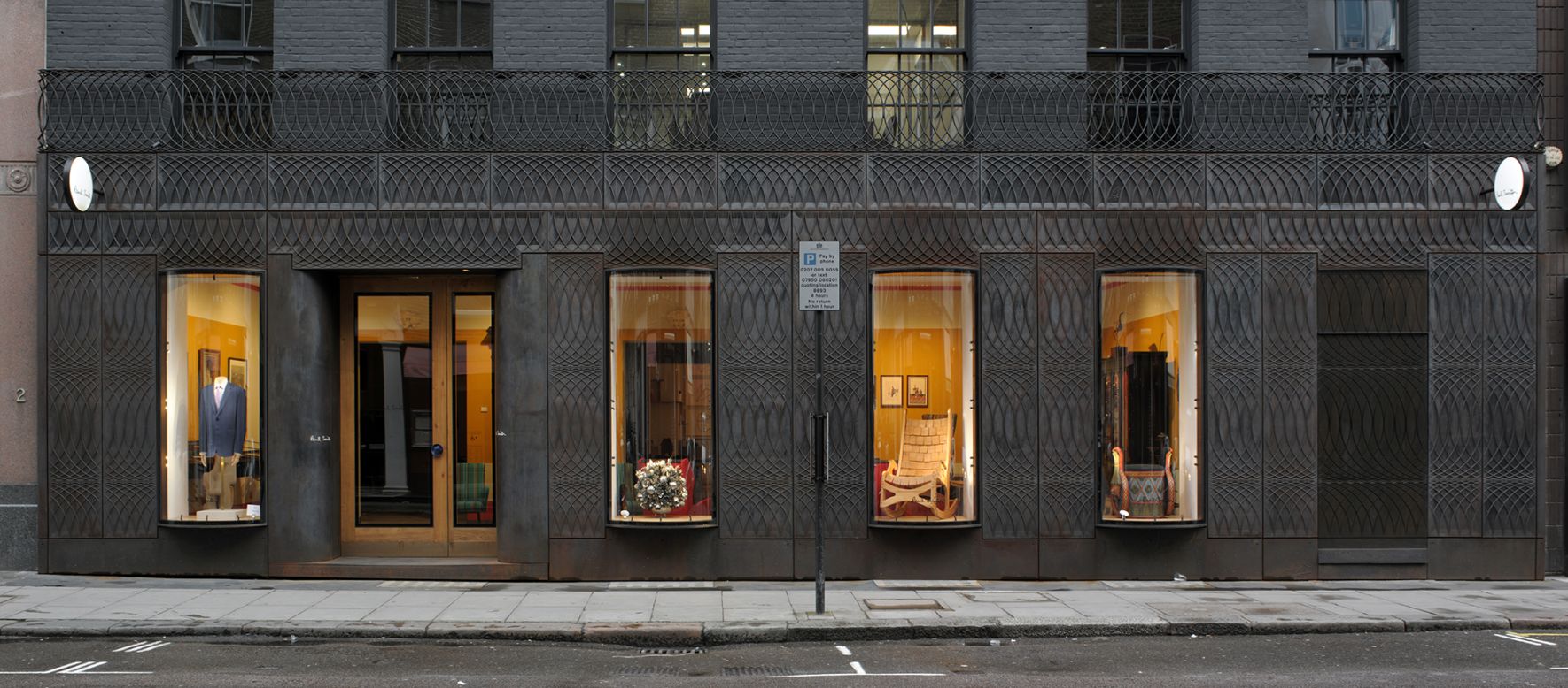 <em>Facade for Paul Smith, Albermarle Street, Mayfair, London </em><br /><br />The front of designer Paul Smith's shop in one of London's most exclusive districts features cast iron which curves around the building's Regency shape, giving it an abstract spin. Designed by <a href="http://www.6a.co.uk/" target="_blank" target="_blank">6a Architects</a>, the facade's sinuous windows reflect the glass in nearby arcades. 