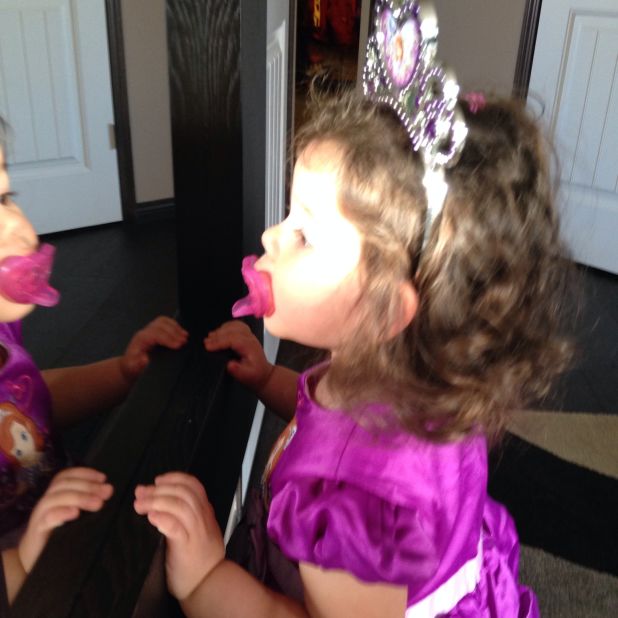 "Who is that beautiful girl? I really need that crown." -- Sofia Mulder, age 2, loves looking in the mirror, but she never realizes it's her.