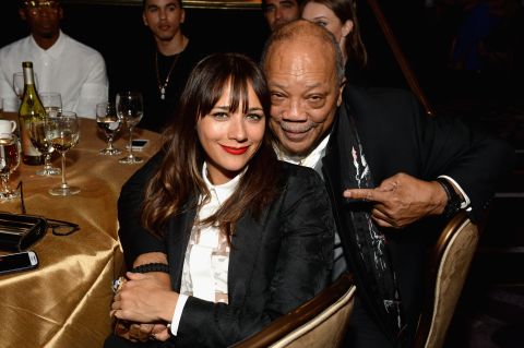 Actress Rashida Jones is the daughter of actress Peggy Lipton and record producer Quincy Jones, pictured here. On her identity, <a href="http://www.bet.com/news/celebrities/2012/07/10/rashida-jones-on-being-bi-racial-i-have-no-issues-with-my-identity.html" target="_blank" target="_blank">she remarked</a>: "It's more of a challenge for other people than it is for me. I have no issues with my identity."<br />