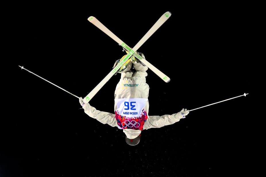 Sam Hall of Australia competes in the men's moguls on February 10.