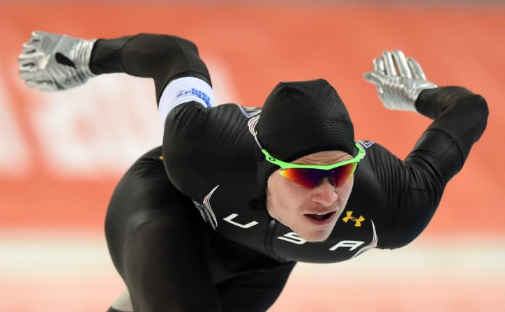 American speedskater Tucker Fredricks competes in the 500 meters on February 10.