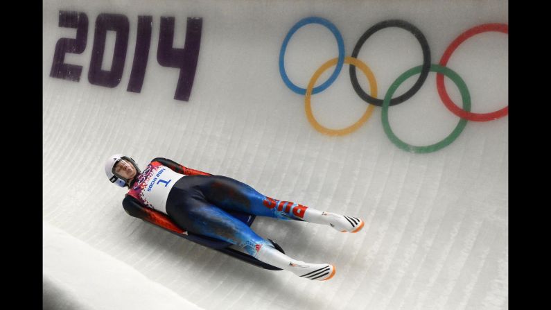 Russia's Ekaterina Baturina competes in the women's luge on February 10.