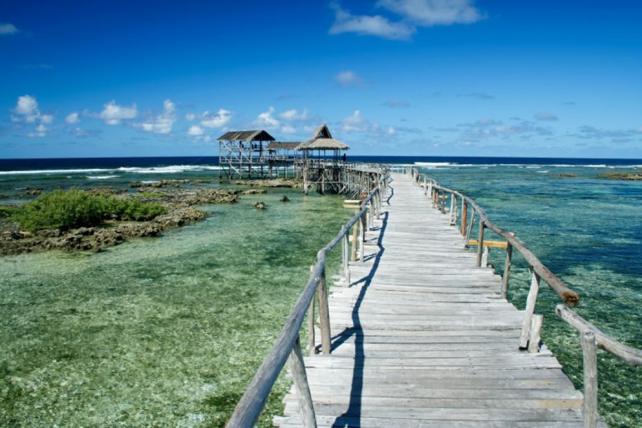 Beyond this pier is Cloud 9, one of Siargao's most famous surf breaks.