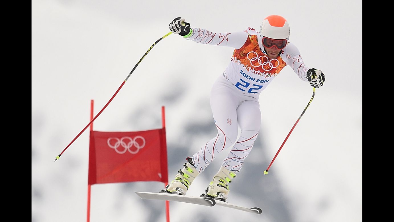 Bode Miller of the United States takes part in a training session for the men's super-combined on February 11.