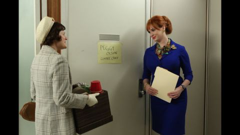Christina Hendricks, right, as Joan Holloway Harris, who worked in advertising, in "Mad Men."