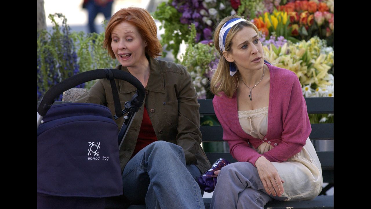 Cynthia Nixon, left, as attorney Miranda Hobbes in "Sex and the City." 