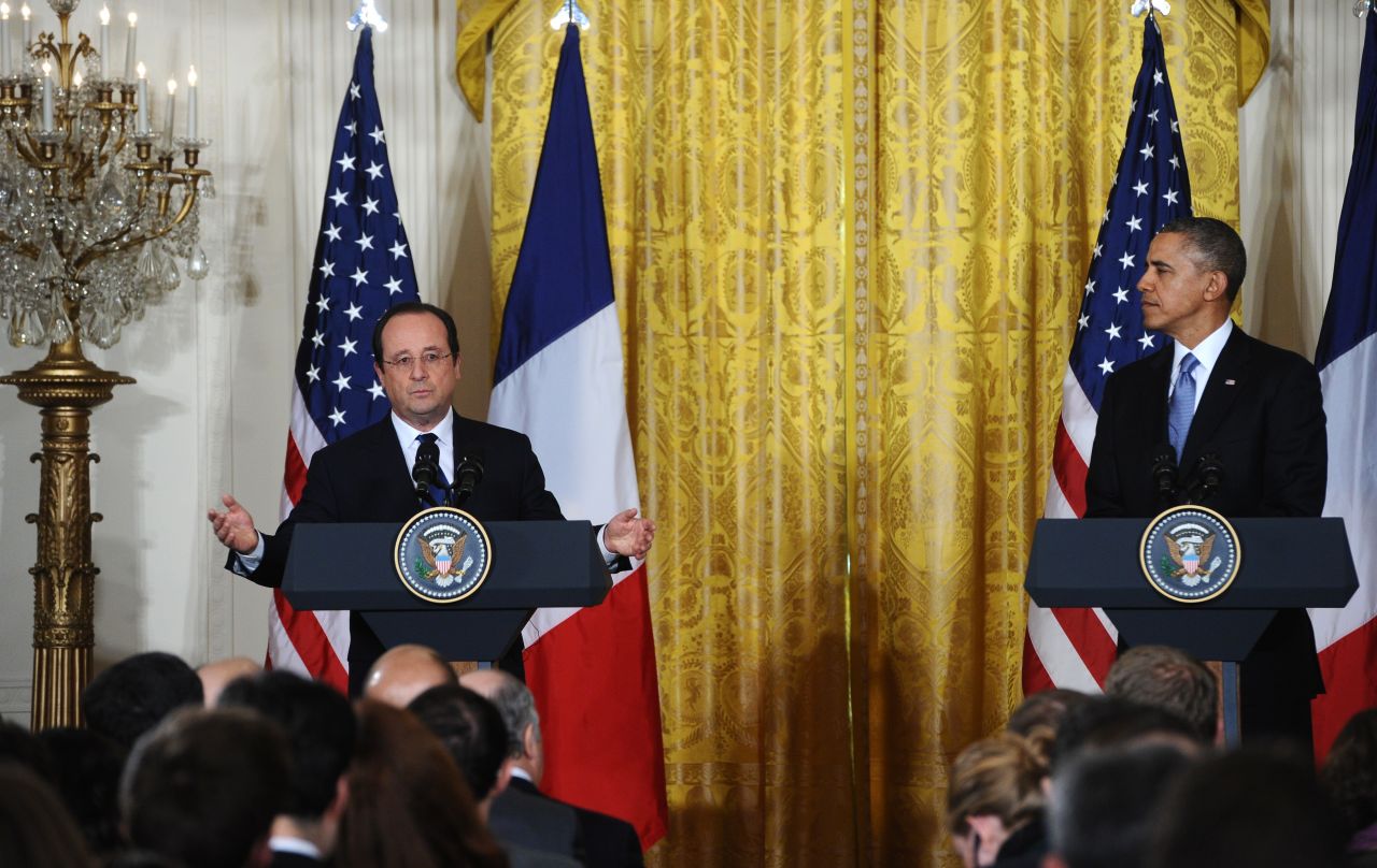 Obama and Hollande hold a news conference on February 11.