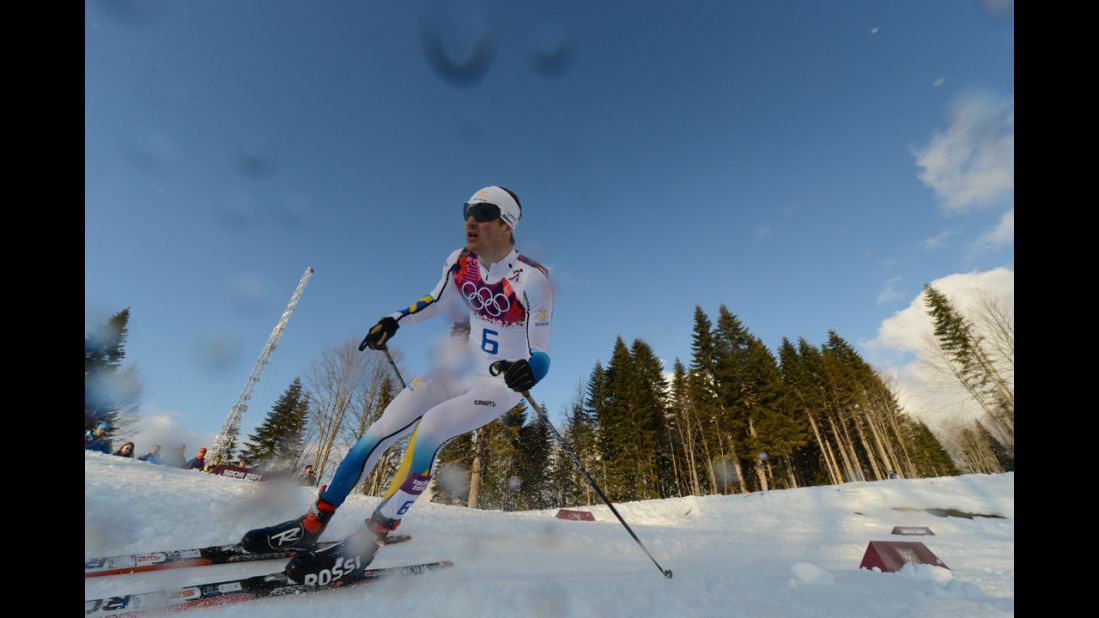 Sweden's Teodor Peterson competes in the men's cross-country sprint on February 11.
