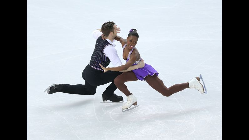 Vanessa James and Morgan Cipres of France compete in pairs figure skating on February 11.