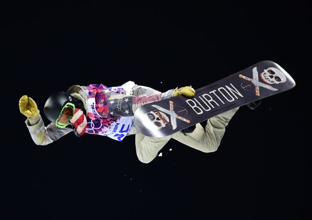 U.S. snowboarder Shaun White competes in the men's halfpipe final on February 11.